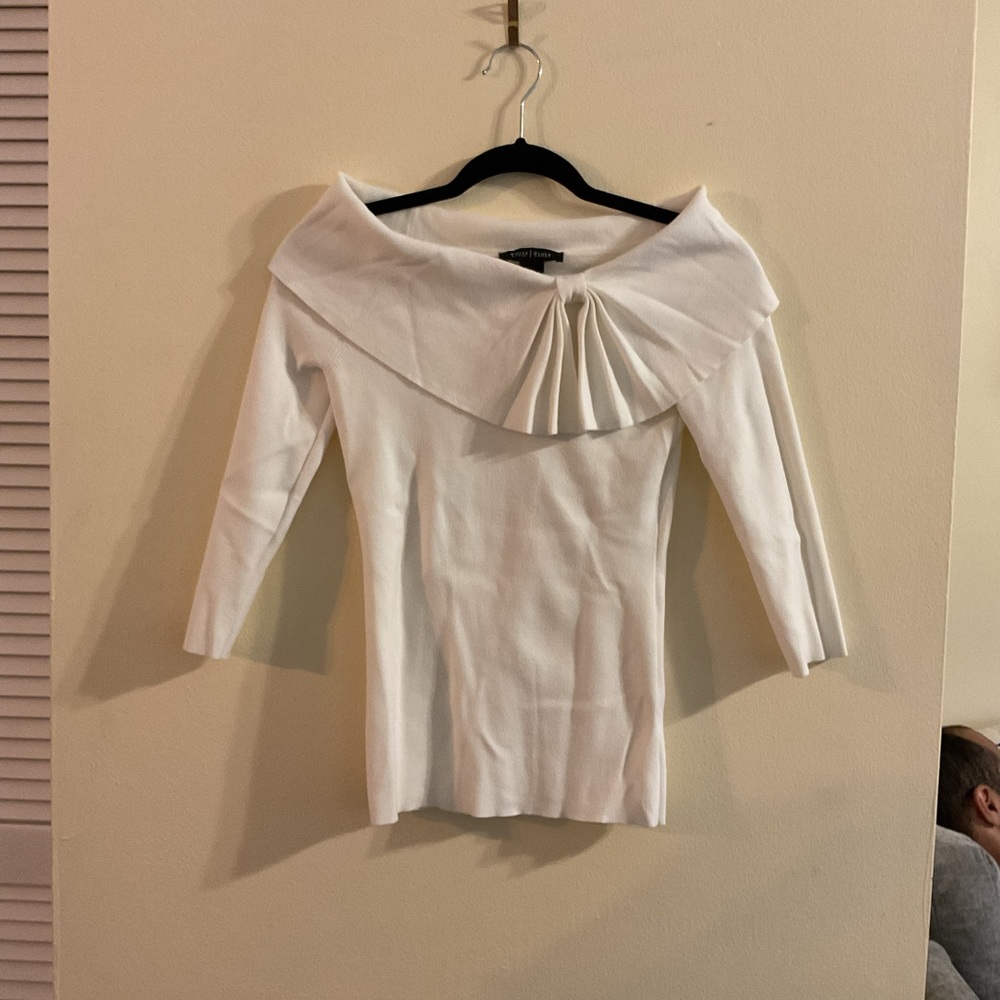 White House Black Market Pleated White Top